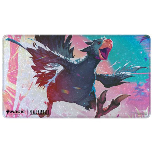 Holofoil Playmats featuring popular Magic: The Gathering(R) --- FINAL FANTASY artwork printed on a shimmering material with stitched edges. Made with a soft fabric top to reduce damage to cards during play and a non-slip rubber backing to keep the playmat from shifting during use, playmats enhance the gameplay experience. With dimensions of approximately 24 in. x 13.5 in., a playmat also makes an excellent oversize mousepad for home or office.