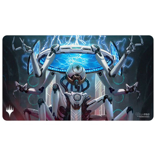 Playmats featuring popular Magic: The Gathering artwork. Made with a soft fabric top to reduce damage to cards during play and a non-slip rubber backing to keep the playmat from shifting during use, playmats enhance the gameplay experience. With dimensions of approximately 24 in. x 13.5 in., a playmat also makes an excellent oversize mousepad for home or office.