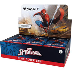 Release Date: 09/26/2025
Gather web-slingers from across the Spider-Verse and team up to take down the sinister foes that threaten the city. This Magic: The Gathering | Marvel’s Spider-Man Play Booster Box contains 30 Play Boosters, perfect for both playing with friends and opening packs just for fun. Each Play Booster contains 14 Magic: The Gathering cards and 1 Token, including 1–4 cards of rarity Rare or higher and 3–5 Uncommon, 6–9 Common, and 1 Land cards. One card of any rarity is Traditional Foil. Th