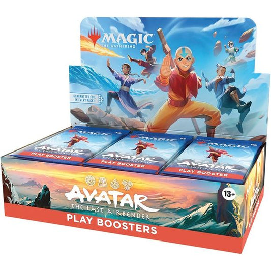Release Date: 11/21/2025
Team Avatar is back! The action, adventure, and spirit of Avatar: The Last Airbender awaken in Magic: The Gathering. Master new mechanics Earthbending, Airbendending, Waterbending and Firebending to tell your version of the story and discover your Magic playstyle. Bend the elements. Master the game.
Contents:
30 Magic: The Gathering | Avatar: The Last Airbender Play Boosters
Each Play Booster contains 14 Magic: The Gathering cards:
Play Boosters may contain these cards: TLA 1–358; T