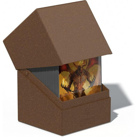 Developed and produced in Germany, this handy and solid Boulder 100+ with super-easy opening consists of 97% renewable resources, with a FSC certified grass paper packaging. The deck case is recyclable and holds up to 100 double-sleeved or 120 single-sleeved cards when using Ultimate Guard Sleeves. With the purchase of this Return to Earth product you directly support global reforestation.