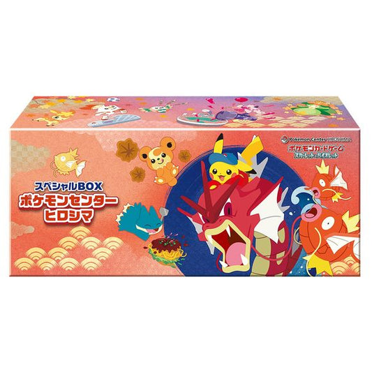 Special BOX Pokémon Center Hiroshima Includes:
Promo Card (Holo) “Hiroshima’s Pikachu” × 1
Deck Sleeves × 1 set (64 sleeves)
Deck Case × 1
Long Card Box × 1