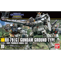 Here comes the HG Gundam Ground Type as seen in "Mobile Suit Gundam: The 08th MS Team"! Its exterior armor parts have been newly molded to recreate the unique look of the Ground Type, including the asymmetrical chest piece. It also features increased mobility, allowing you to recreate it posing on one knee while holding its gun with both hands, and other impressive poses seen in the anime series! The 180mm canon is newly molded, and can be stored inside the wepaon container by replacing certain parts. Assem