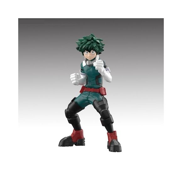 From My Hero Academia comes an easy assemble model kit requiring no glue, no paint, or even tools to assemble!  Parts twist off and snap together creating an amazingly detailed figure when assembled. 38 Parts!