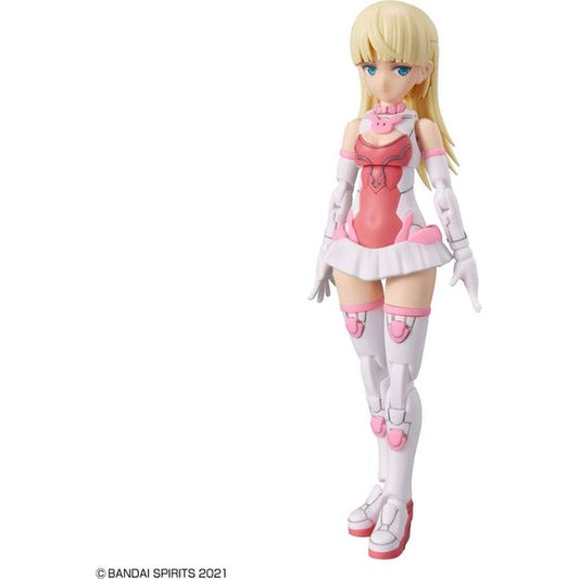 Ririneru is the newest member of Bandai's 30MS (30 Minutes Sisters) figure kit lineup! This all-in-one kit includes parts to build the highly posable Ririneru, three different faces, and bunny-themed armor parts. She also comes with an expression part that allows you to pose her next to 30MS SIS-T00 Ruruneru [Color B] (sold separately) to create a crossed gaze. She's easy to assemble, and the parts are molded in color so you don't need paint. She's approximately 125mm in height, making her the smallest in t