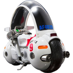 Expected to ship in January of 2026

From the first episode of "Dragon Ball", the bike Bulma was riding has appeared in S.H.Figuarts!

The roof panel and turn signal, head・tale lamp are molded in translucent plastic. The frame, front fork, muffler, and footrests are all made of diecast metal, giving the bike a satisfying sense of weight. It even comes with a display stand featuring the Capsule Corp. logo. It also includes an in-scale Goku. Plus, the stand lets you pose the bike statically, as if riding, or