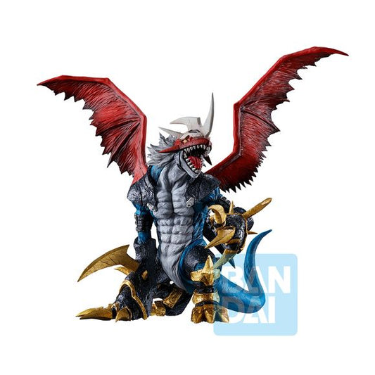 Stingmon and Ex-Veemon look really good together. Behold, Imperialdramon, the ancient dragon Digimon, now in a majestic ICHIBANSHO figure form. This Imperialdramon figure is the perfect reminder of the untold strength that lies beneath all of us. No Digivice required! 
Height: 5.5″ | 140mm