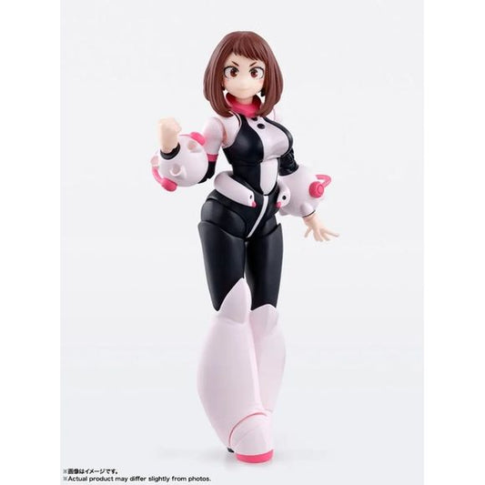PRE-ORDER: Expected to ship in December of 2025
Ochaco Uraraka from the TV anime "My Hero Academia" joins Bandai's "S.H.Figuarts" action-figure lineup! The carefully crafted modeling and movable mechanism, both thoroughly verified based on the anime, achieve both maximum posability and sculptural beauty! A special interchangeable head part is included to reproduce the appearance of Himiko Toga transforming into Ochaco Uraraka at the climax!