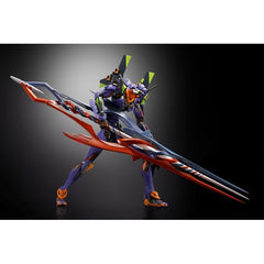 PRE-ORDER: Expected to ship in January of 2026
Bandai celebrates the 30th anniversary of the "Evangelion" series with this awesome "Metal Build" figure of Evangelion Test Type-01 with the Spear of Gaius, with an overwhelming size of over 15 inches long, as well as a special base with the anniversary logo! 
 *The main body and weapons are the same as the "METAL BUILD Evangelion Test Type-01" released in February 2019