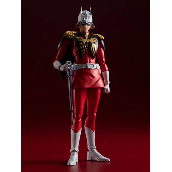 PRE-ORDER: Expected to ship in December of 2025
The "Red Comet," Char Aznable, makes a long-awaited appearance in S.H.Figuarts.  While pursuing beautiful proportions, we have carefully implemented the articulation gimmicks with Char's most famous scenes in mind. In addition, a wide range of poses and scenes can be reproduced with a variety of interchangeable parts.