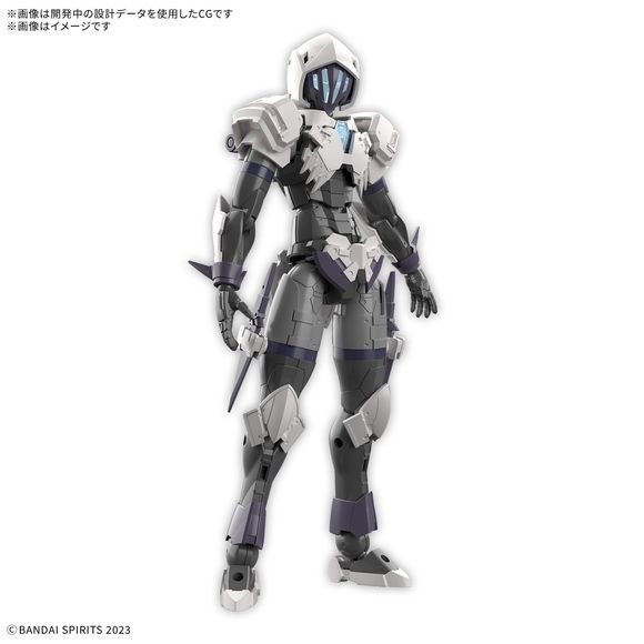 Bandai's "30MF (30 Minutes Fantasy)" figure-kit series allows you to create your own fantasy-based figures and characters! The starter set includes armor and armed parts in addition to the base "silhouette" (elementary body). The body included with the Rosan Assassin is the same as the 30MF Rosan Knight; the "silhouette" is fully posable like a human body, including movable axes on the head and neck that allow natural flexibility.