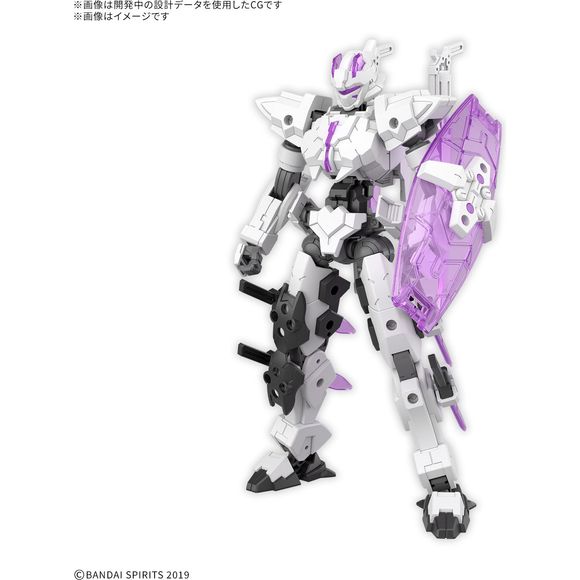 Pre-order expected to ship December 2025: The EXM-X20A Levinix (Type-A), the latest powerful machine specialized for close combat rolled out by the Maxion Army, joins the "30MM (30 Minutes Missions)" series from Bandai!
Various weapons using many clear parts are included.
Weapons include an energy dagger, revolver sword, and energy shield.