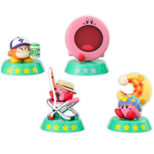 Kirby: Right Back at Ya! Vol. 05, there are four different figures to collect and trade: Waddle Dee Item Shop Ver., Open Mouth Kirby, Fishing Pond Kirby, & Deep Sleep Kirby

This contains one random figure in a gashapon ball.