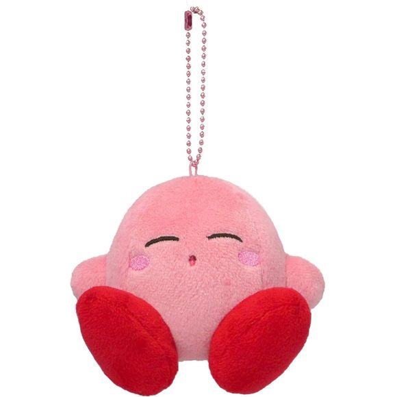 An adorable plush kirby keychain that is approximately 10cm x 10cm x 8.5cm.  Great for backpacks or keychains!