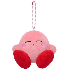 An adorable plush kirby keychain that is approximately 10cm x 10cm x 8.5cm.  Great for backpacks or keychains!