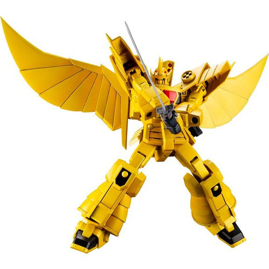 From the anime “The Brave of Gold Goldran” comes the fourth addition to the Kotobukiya Brave model kit series: Sky Goldran!
You can reenact scenes from various parts of the anime by recreating the form of Sky Goldran who made its debut within the middle of the adventure, to the signature Goldran you can see from the start of the series. 
Each part has been carefully designed to match the proportions in the anime character designs, and includes flexible joints, giving this model many options to pose!