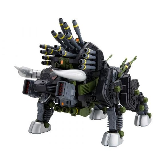 The heavily-armed Zoid with overpowering attack force.

The heavy assault Zoid created by the Helic Republic DIBISON joins the Zoids lineup with a wide variety of new decals!

The model’s unique form boasts an impressive range of articulation and flexibility on its hip and neck joints, allowing it to be displayed in a variety of dynamic action poses.

In addition to the original clear orange head cockpit, the kit also includes an additional clear part that can be customized with model paint.

Be sure to add
