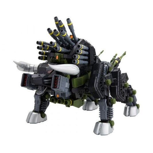 The heavily-armed Zoid with overpowering attack force.
The heavy assault Zoid created by the Helic Republic DIBISON joins the Zoids lineup with a wide variety of new decals!
The model’s unique form boasts an impressive range of articulation and flexibility on its hip and neck joints, allowing it to be displayed in a variety of dynamic action poses.
In addition to the original clear orange head cockpit, the kit also includes an additional clear part that can be customized with model paint.
Be sure to add