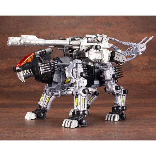 The majestic RZ-007 Shield Liger DCS-J from Kotobukiya's "Zoids" model-kit lineup is back! This 1/72-scale model kit comes roaring in with excellent power and performance! This comes as a redesign, with most parts, such as the armor and frames, reproduced in newly molded colors. 
The body of the Shield Liger is completely movable and posable, giving display flexibility. Deployed as a set of two, the double beam cannons extend out to give the Shield Liger an aggressive image!