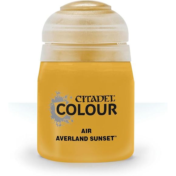 This paint pot contains .8 fl oz of Averland Sunset. This watercolor based paint is intended to be used with an airbrush.