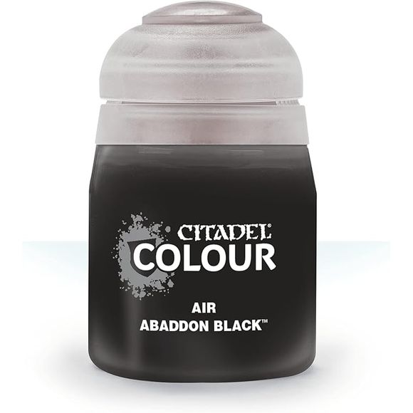 This paint pot contains .8 fl oz of Abaddon Black. This watercolor based paint is intended to be used with an airbrush.