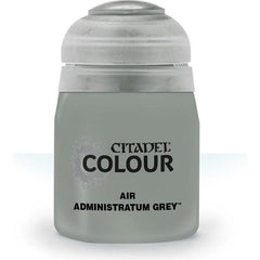 This paint pot contains .8 fl oz of Administratum Grey. This watercolor based paint is intended to be used with an airbrush.
