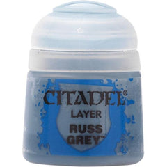 Citadel Layer paints are high quality acrylic paints, and with 70 of them in the Citadel Paint range, you have a huge range of colours and tones to choose from when you paint your miniatures. They are designed to be used straight over Citadel Base paints (and each other) without any mixing. By using several layers you can create a rich, natural finish on your models that looks fantastic on the battlefield. This pot contains 12ml of Russ Grey, one of 70 Layer paints in the Citadel Paint range. As with all of