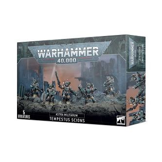 The kit includes loads of interchangeable components and cosmetic options to customise your Tempestus Scions – including 17 different heads, eight with helmets and nine with berets, as well as ammo pouches, knives, grenades, and canteens. This kit can alternatively be assembled as a Militarum Tempestus Command Squad to lead your special forces.

This kit comprises 111 plastic components, and is supplied with 5x Citadel 25mm Round Bases. These miniatures are supplied unpainted and require assembly – we recom