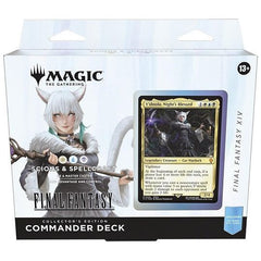 The entire FINAL FANTASY saga is here! Your players will step into the worlds of the beloved FINAL FANTASY RPG series' sixteen mainline games with a Commander deck mainly featuring cards from FINAL FANTASY VI, FINAL FANTASY VII, FINAL FANTASY X, and FINAL FANTASY XIV. They'll cast powerful spells, call upon classic summons, and even visit their favorite locations on the back of a Chocobo. Countless elements from the games are here for players to weave together their own stories.
In Commander, four players c