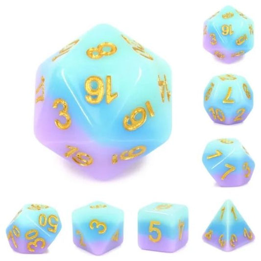The perfect companion for your gaming needs! These HD acrylic dice are exactly what you've been searching for that upcoming game night with the group. This set includes one of each: d20, d12, d10, d10 (percentile), d8, d6, and a d4 (7 dice in total) in a
