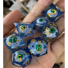 The perfect companion for your gaming needs! These premium, high-end resin are exactly what you've been searching for that upcoming game night with the group. These dice are quality resin with nice weight to them and engraved each with crisp, easy-to-read numerals. Many styles and colors are available.
This set includes one of each: d20, d12, d10, d10 (percentile), d8, d6, and a d4 (7 dice in total)! 
WARNING: These dice are extra sharp! Use with caution