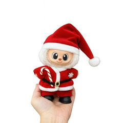 Ho ho ho! Has your Labubu been naughty or nice? Outfit includes Santa hat, jacket, pants, belt and shoes for your favorite Labubu. Customize and accessorize yours today! Labubu, tummy that is a "bowl full of jelly" and beard not included.