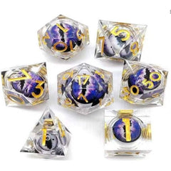 The perfect companion for your gaming needs! These premium, high-end resin are exactly what you've been searching for that upcoming game night with the group. These dice are quality resin with nice weight to them and engraved each with crisp, easy-to-read numerals. Many styles and colors are available.
This set includes one of each: d20, d12, d10, d10 (percentile), d8, d6, and a d4 (7 dice in total)! 
WARNING: These dice are extra sharp! Use with caution