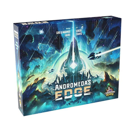 In Andromeda's Edge, you lead a desperate faction seeking to build a new civilization. You begin with only a space station, a few ships, and a handful of resources. Gather resources, claim moons, acquire modules, populate planets and build developments. You will battle opponents and compete with others to ascend the progress tracks: Science, Industry, Commerce, Civilization and Supremacy. Advancement on these tracks is requarded both during mid-game events and at the conclusion, and is the key to victory.