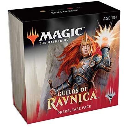 MTG Pre-release kit for all Magic the Gathering Fans!  Includes 5 Guilds of Ravnica packs, 1 Seeded booster (Matching Guilds) with 14 cards, 1 Prerelease Promo card and a spindown style D20 dice lifecounter.