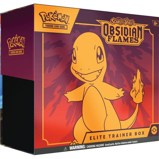 Red-hot embers illuminate the pitch-black night and sparks flare into an inferno as Charizard ex surges forth with newfound powers of darkness! The glittering Terastal phenomenon imbues some Pokemon ex like Tyranitar, Eiscue, and Vespiquen with different types than usual, while Dragonite ex and Greedent ex show mastery of their own inner strengths. Not to be outdone, Revavroom ex, Melmetal ex, and more Pokemon promise to change the course of battle in the Scarlet & Violet-Obsidian Flames expansion!