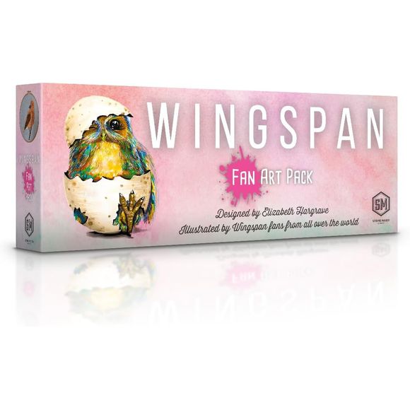 Over 300 Wingspan fans submitted illustrations of their favorite birds in the game for the Wingspan Fan Art Challenge, and we selected 255 illustrations in a variety of styles. The end result is a large pack of bird cards–mechanically identical to their counterparts in Wingspan and the Europe, Oceania, and Asia expansions–to add a special burst of flavor to tabletops worldwide.
The box for the cards is designed both for storage and recyclability; it will fit in the bottom layer of the Nesting Box.