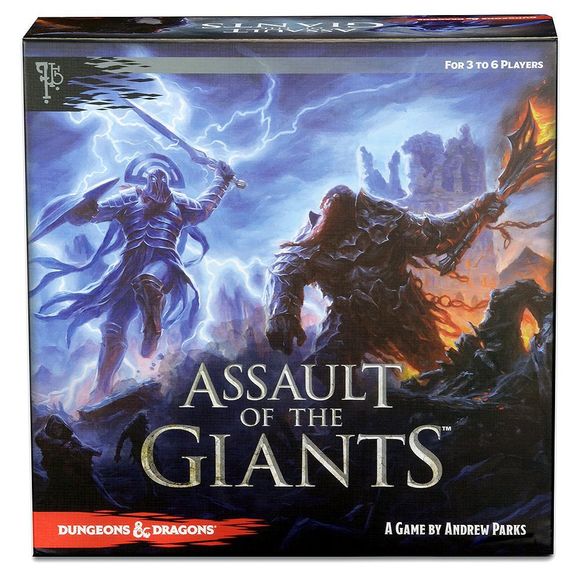 Assault of the Giants is a new Dungeons & Dragons board game designed by Andrew Parks. Designed for 3-6 players, Assault of the Giants challenges players to command one of the six types of giants and claim the right to rule over all giant kind. Command giants and assault settlements to score points and secure important resources, including food, treasure, ore, and runes. Contents include 12 Giants miniatures, injection molded in color, measuring from approximately 20mm to over 90mm in height, and three Gian