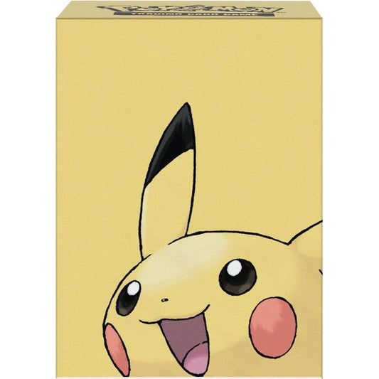 Full View Deck Box card storage containers for Pokemon feature vibrant, full-color artwork of Pikachu and include one matching deck divider. Made with archival-safe, non-PVC, rigid polypropylene materials, these deck boxes can store up to 75 double-sleeved cards comfortably. The self-locking lid keeps your cards securely stored when not in use, while also offering easy deck access. Fits standard size trading cards.