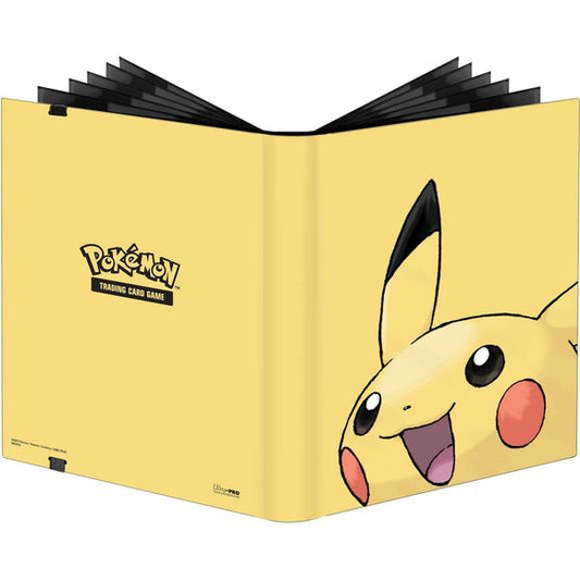 9-Pocket PRO-Binders for Pokemon are designed for collecting and organizing your favorite trading cards. This PRO-Binder features a vibrant, full-art cover of Pikachu, and includes an elastic strap closure. Side-loading pockets and low-friction material help keep cards in place. Safely stores up to 360 cards in archival-safe, acid-free, non-PVC pages.