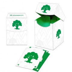 100+ Deck Boxes for Magic: The Gathering feature a vibrant, full-color artwork and includes a deck divider. Made with archival-safe, non-PVC, rigid polypropylene materials, you can store up to 100 double-sleeved cards with confidence. The self-locking lid keeps your cards securely stored when not in use, while also offering easy access. Sized for standard size trading cards.