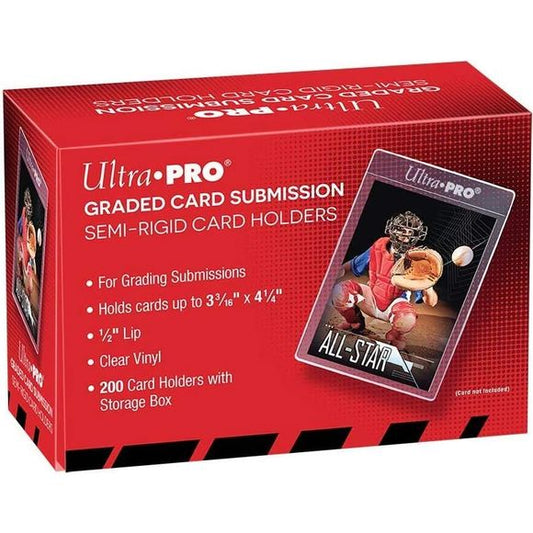 Tall Semi Rigid Card Holders

Graded card submission semi-rigid holders with 1/2" lip. Holds cards up to 3-3/16" x 4-1/4" (80.962mm x 107.95mm). 200-count box.