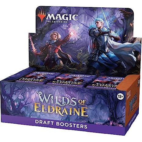 A TALE ONLY YOU CAN TELL—Venture into the untamed Wilds of Eldraine, a fairy tale-inspired world in the Magic multiverse, and free the kingdom from a curse of endless slumber
BEST BOOSTERS FOR DRAFTING—Draft Boosters are designed to draft a deck and play with friends; everyone grabs 3 packs and passes them around to pick cards. Add some lands and you're ready for epic 2-player battles
BEWITCHING BORDERLESS CARDS—Every Draft Booster contains at least 1 Borderless card featuring enchanting alternate art too w