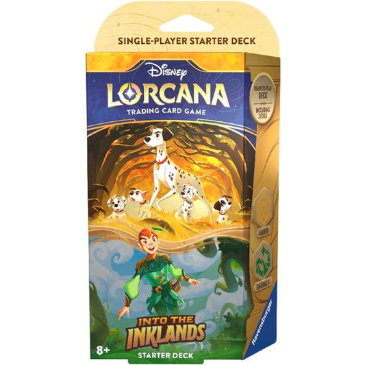 To play Disney Lorcana TCG, each player will need a deck of sixty cards. Ready-to-play starter decks contain a preconstructed deck with a specific card list. If you’re new to trading card games, or if you want to experience the game with a deck designed and tested by Team Lorcana, this is a good place to start.
Contents:
• 1 starter deck of 60 cards, including 2 foil cards of the characters on the package front
• 11 game tokens
• 1 rulebook
• 1 booster pack containing 12 randomized cards