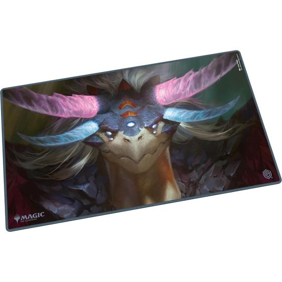 The 61x35cm Play-Mat protects cards and sleeves while playing and improves the gaming experience thanks to its anti-slip underside, while the stitched edges guarantee an even longer service life. The top side of the Play-Mat is printed with officially licensed artworks from Magic: The Gathering's upcoming set "Tarkir: Dragonstorm".