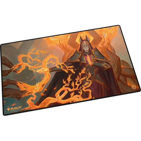 The 61x35cm Play-Mat protects cards and sleeves while playing and improves the gaming experience thanks to its anti-slip underside, while the stitched edges guarantee an even longer service life. The top side of the Play-Mat is printed with officially licensed artworks from Magic: The Gathering's upcoming set "Tarkir: Dragonstorm".