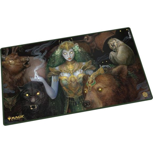 The 61x35cm Play-Mat protects cards and sleeves while playing and improves the gaming experience thanks to its anti-slip underside, while the stitched edges guarantee an even longer service life. The top side of the Play-Mat is printed with officially licensed artworks from Magic: The Gathering's upcoming set "Tarkir: Dragonstorm".