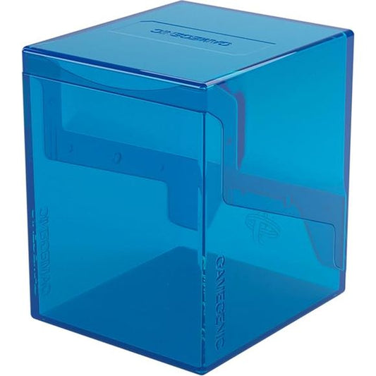 The Bastion 100+ XL is a very compact and rock-solid deck box to safely protect up to 100 double-sleeved cards in Thick Inner Sleeves. It also holds Mini Snap and Slide Card Cases as well as Cube Pockets. Due to translucent materials and smart positioning of the closing flaps, the top or Commander card is fully visible from the outside without opening the box. The innovative secure click-lock mechanism protects your deck while still allowing easy access. The Bastion consists of 2 symmetrical parts that easi