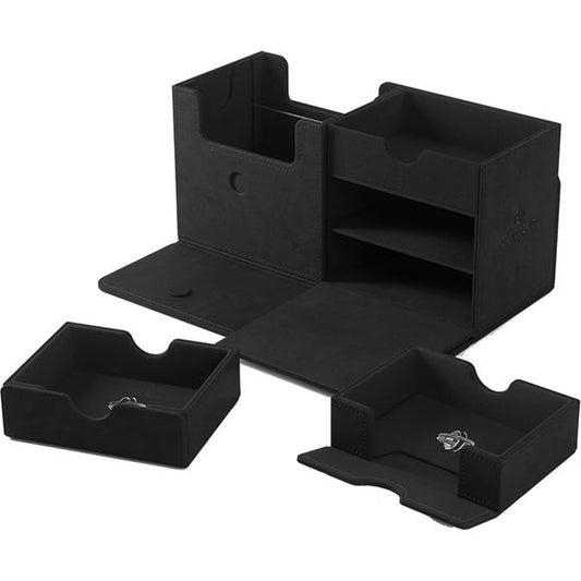 The long-awaited retail version of the Academic 133+ XL comes with all the amazing features of the Kickstarter original: a premium acrylic compartment divider, two removable hidden drawers with ingenious magnetic flaps, as well as extra slots for even more gaming accessories.
Additionally, it is equipped with our highly-rated CONVERTIBLE system. The removable cover clips to the bottom, saving precious space on the table. Moreover, the powerful magnets and the innovative closing mechanism keep the Academic 1