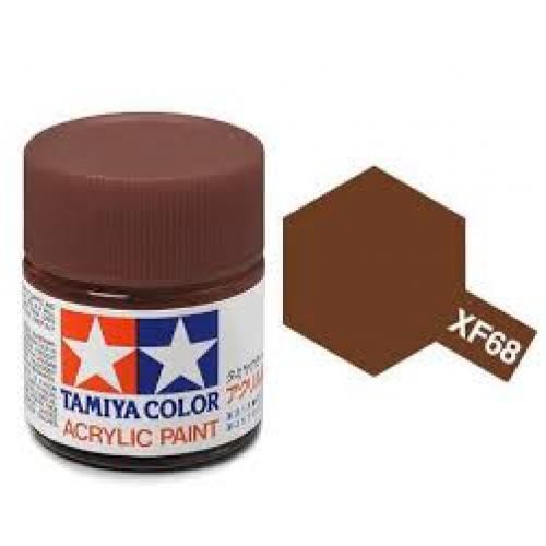 Tamiya Acrylic Paints are made from water-soluble acrylic resins and are excellent for either brush or spray painting. These paints can be used on styrol resins, styrofoam, wood, plus all of the common model plastics. The paint covers well, flows smoothly with no blushing or fading, and can be blended easily. 10ml screw top bottle. 

Proper ratio for paint thickness differs according to weather conditions. Rough guidelines of thinning ratio is2:1-3:1 ( Tamiya Acrylic paint : thinner).

Continental US Sh